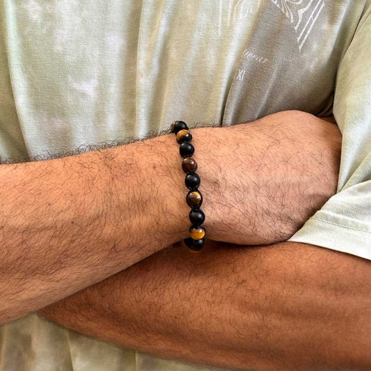 Pulsera Macramé Ojo de Tigre, Ágata Mate