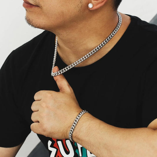 Set Miami Cuban | 8mm Plateado