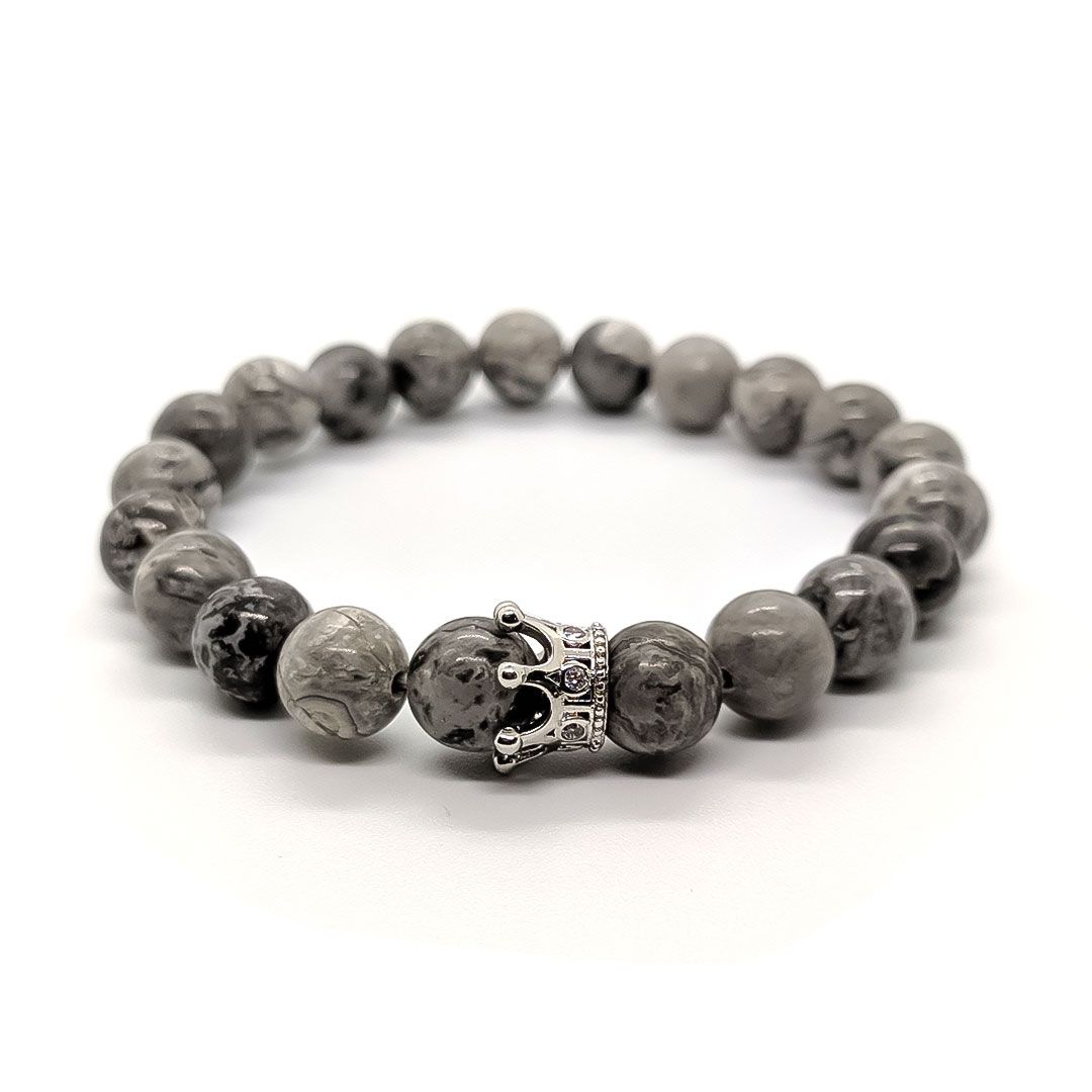 Pulsera Corona Jaspe Gris