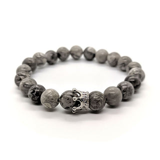 Pulsera Corona Jaspe Gris