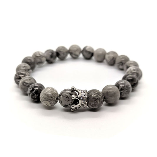 Pulsera Corona Jaspe Gris