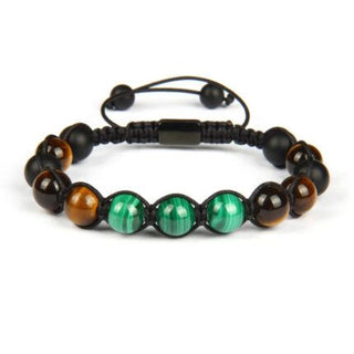 Pulsera Macramé Malaquita, Ojo de Tigre, Ágata Mate