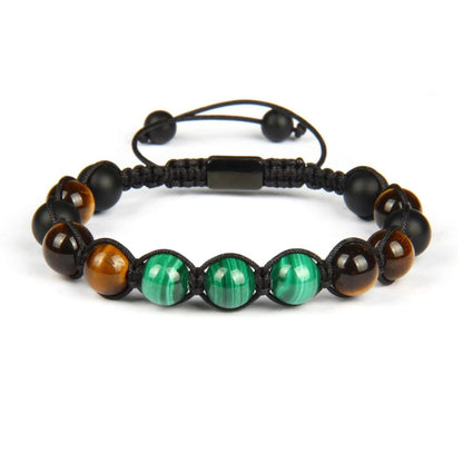 Pulsera Macramé Malaquita, Ojo de Tigre, Ágata Mate