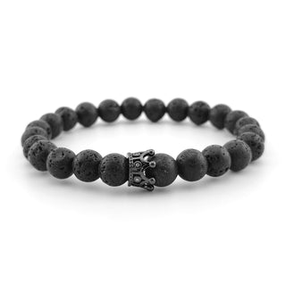 Pulsera Corona Onix Mate Con Lava Volcánica