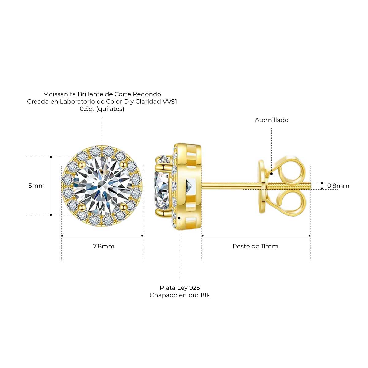 Arete Febo Moissanita P-925