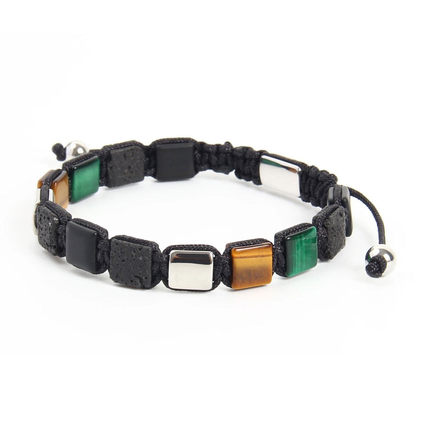 Pulsera Zenith Ónix, Lava, Ojo de Tigre y Malaquita