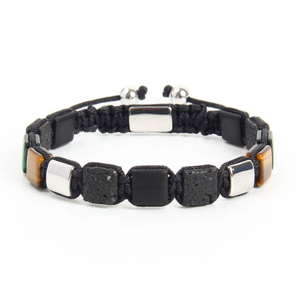 Pulsera Zenith Ónix, Lava, Ojo de Tigre y Malaquita