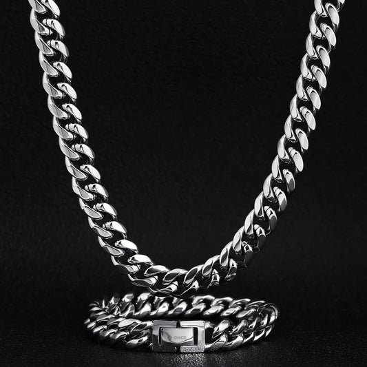 Set Miami Cuban | 10mm Plateado