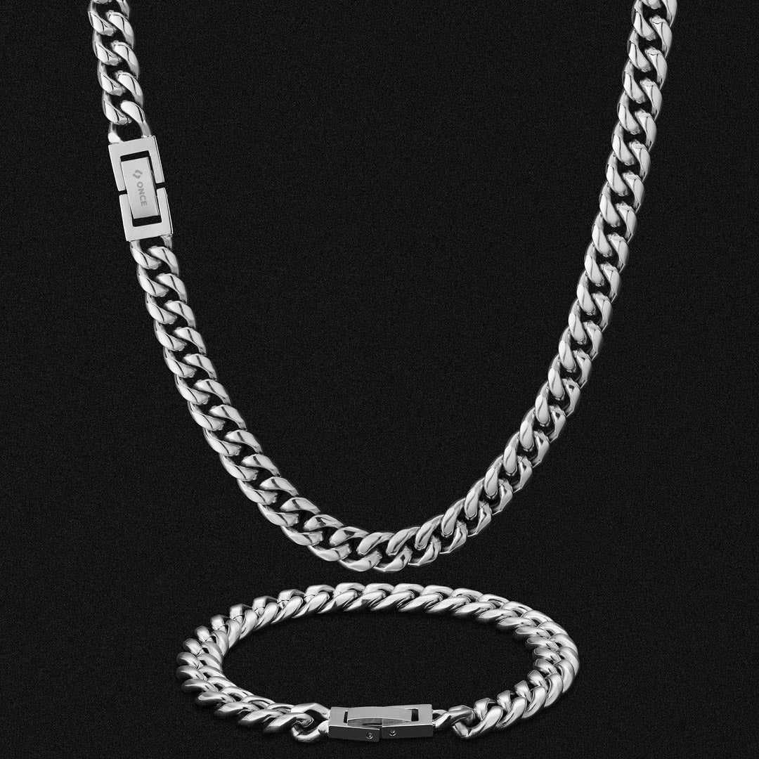 Set Miami Cuban | 8mm Plateado