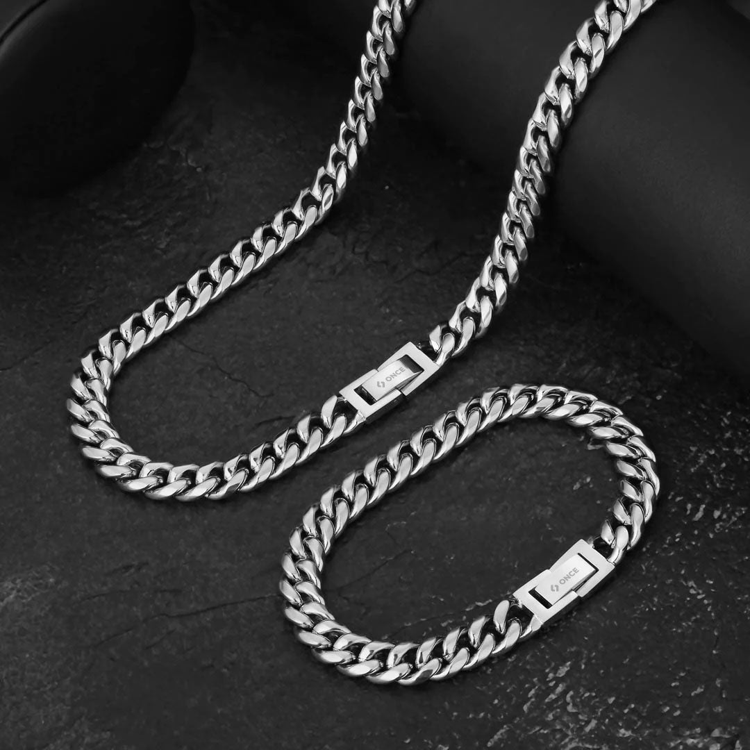 Set Miami Cuban | 8mm Plateado