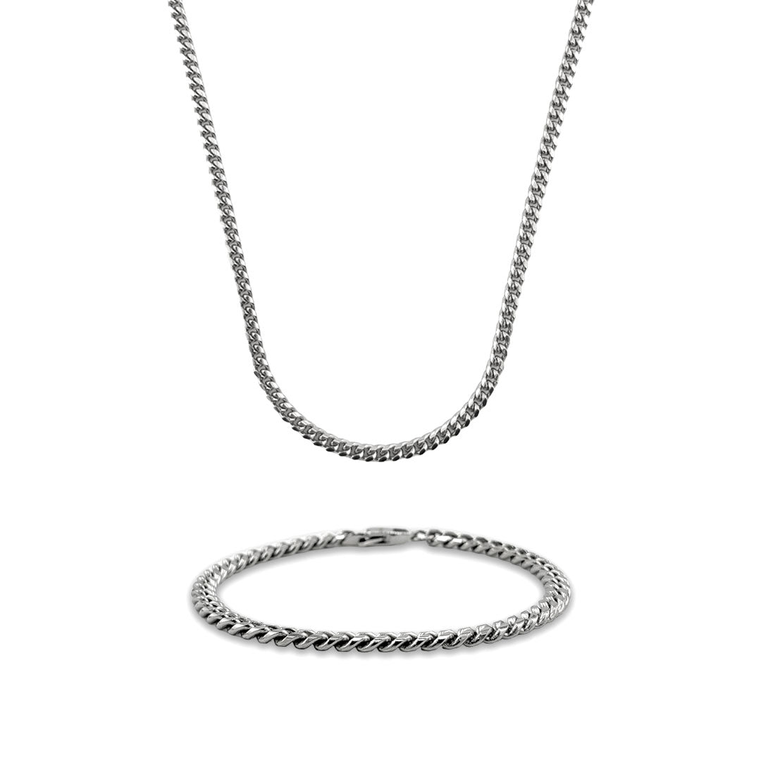 Set Miami Cuban 5mm Plateado