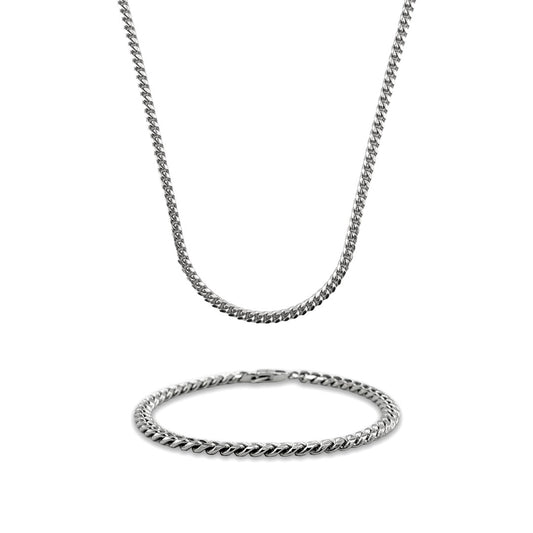 Set Miami Cuban 5mm Plateado